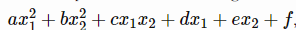 ax21+bx22+cx1x2+dx1+ex2+f