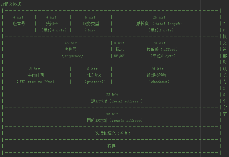 这是IP报在网络传输中的格式