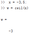x为负数时，matlab运行ceil()函数结果图
