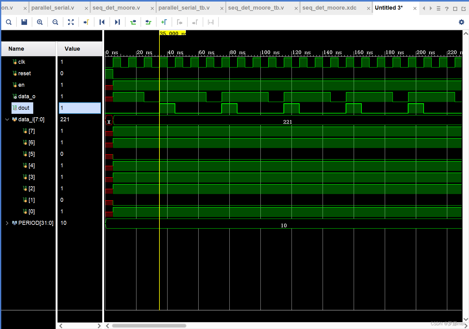parallel_serial_tb的仿真结果