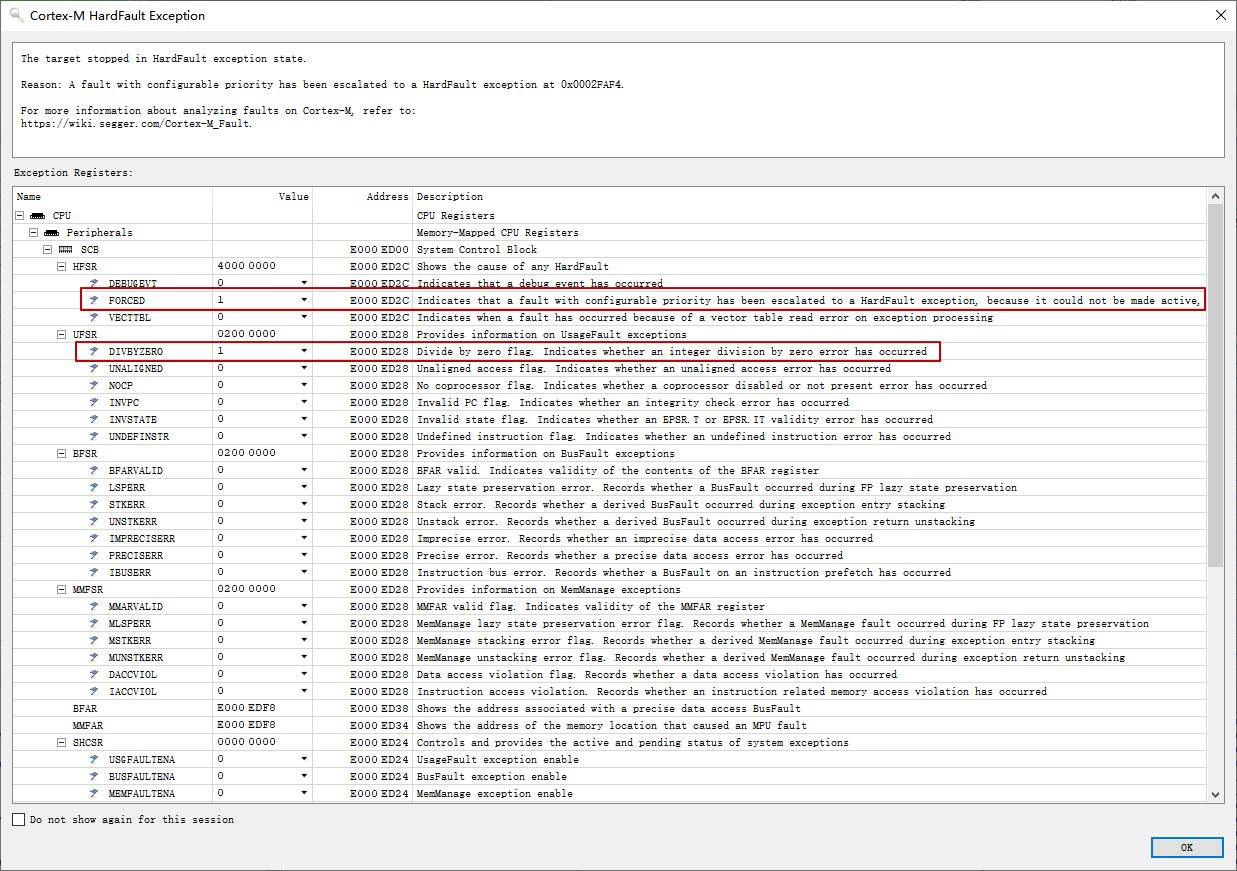 Cortex-M HardFault Exception