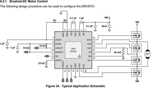 ▲ 图3.1.2 DRV8701应用图