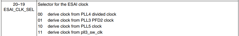 寄存器 CSCMR2 的 ESAI_CLK_SEL 位