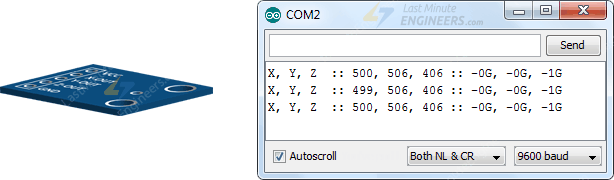 ADXL335 +Z轴加速度计输出