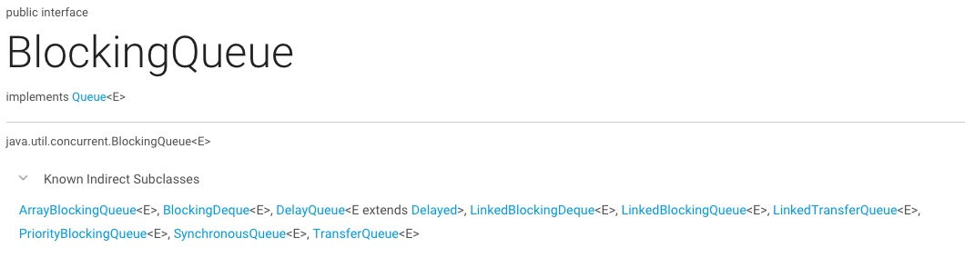 BlockingQueue可选子类
