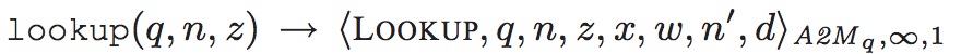 **lookup(q,n,z)-><LOOKUP,q,n,z,x,w,n',d>**