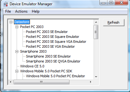 Picture 2. Device Emulator Manager.