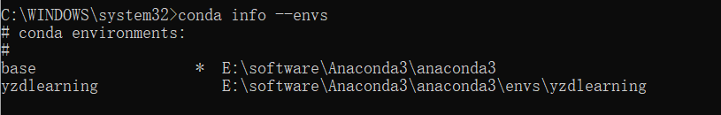 显示电脑中已创建的anaconda环境