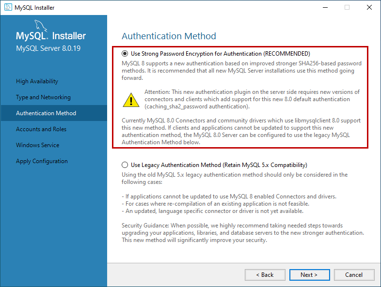 Enable Strong password encryption 