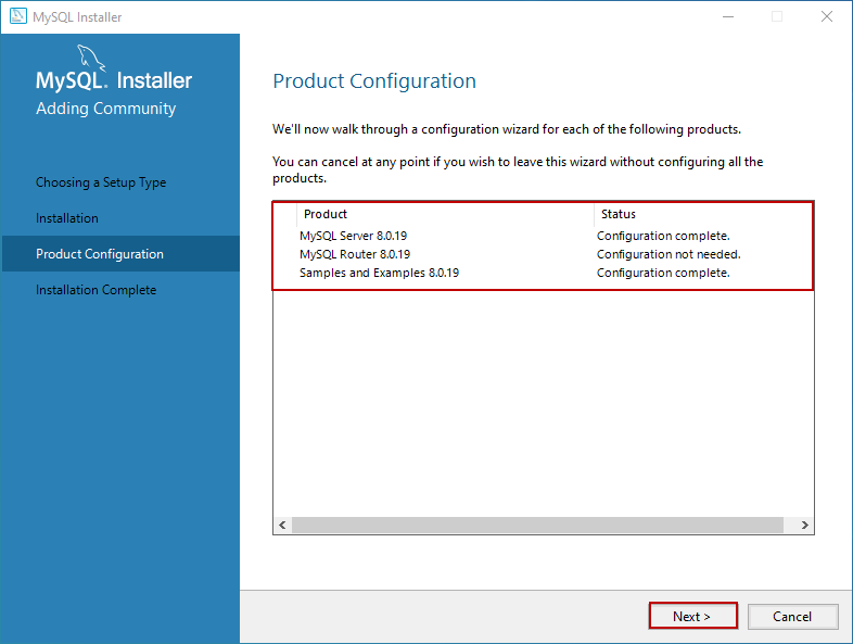 Examples and sample database has been installed