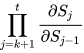 prod_{j=k+1}^{t}{frac{partial{S_{j}}}{partial{S_{j-1}}}}