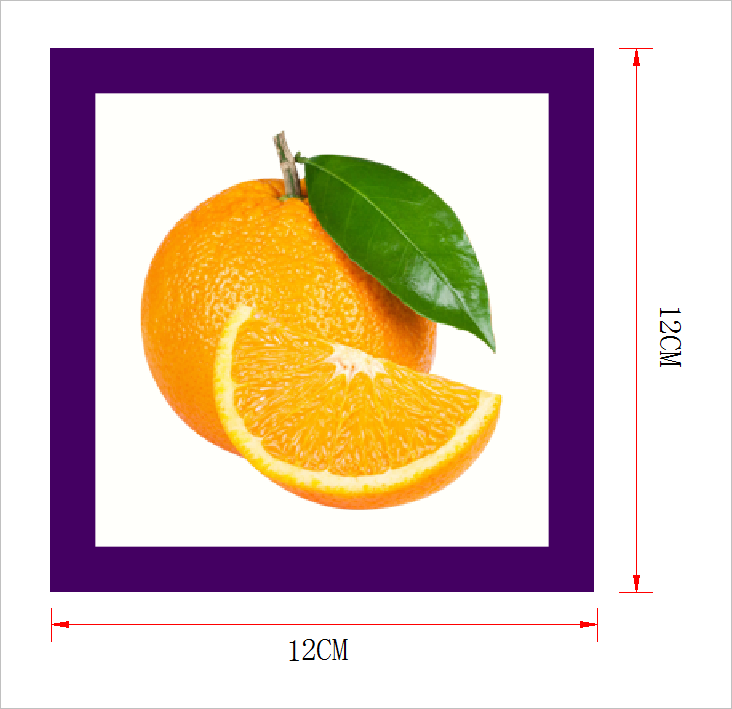 ▲ 图1-4 带有紫色边框的水果（桔子）图片