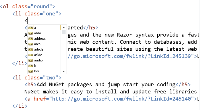 WebMatrix has intellisense