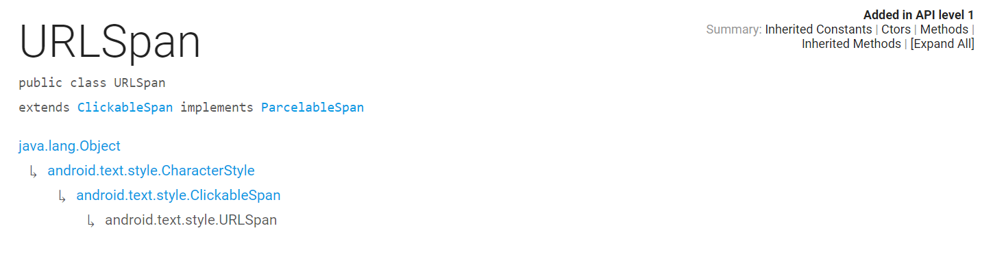 URLSpan类继承关系