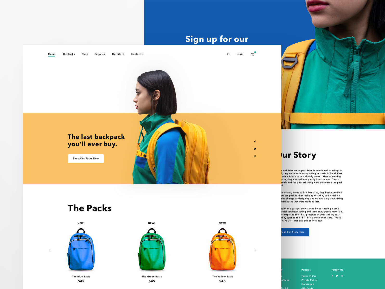 Website design inspiration – Backpacks