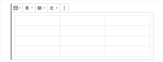 Our table created using the WordPress block editor