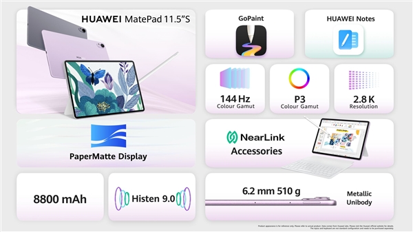 3097元起 华为matepad 11.5英寸s海外发布：柔光护眼屏 搭载鸿蒙os 4.2