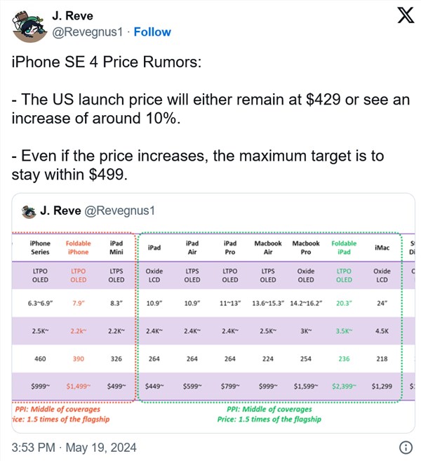 换上全面屏！iphone se4售价曝光：苹果要大涨价