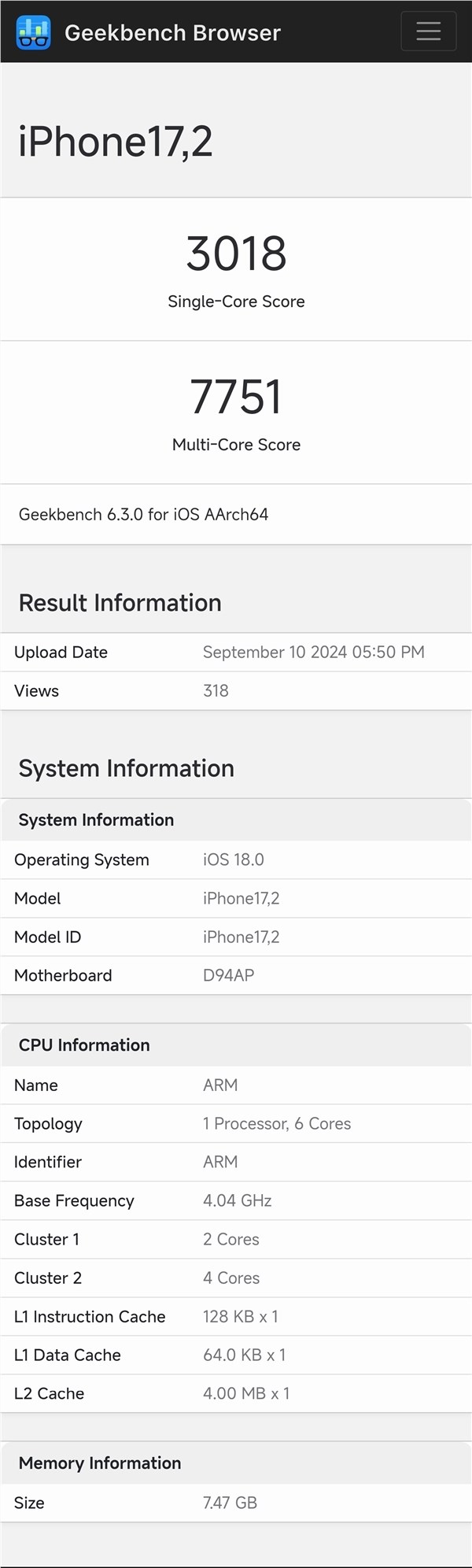 iphone 16 pro max首发！苹果a18 pro首个跑分出炉：多核成绩跟天玑9300持平