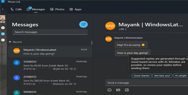 微软升级 windows 11 版 phone link 应用：pc 上增强短消息体验