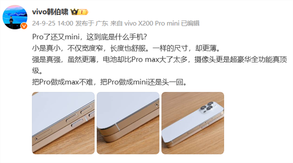 小尺寸满配旗舰！vivo x200 pro mini外观正式公布：直边 直屏