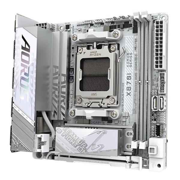 技嘉发布第一款 x870 itx 迷你小板：通体纯白