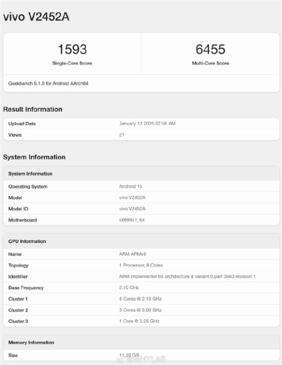 iqoo z10 turbo现身跑分平台：确认搭载天玑8400处理器