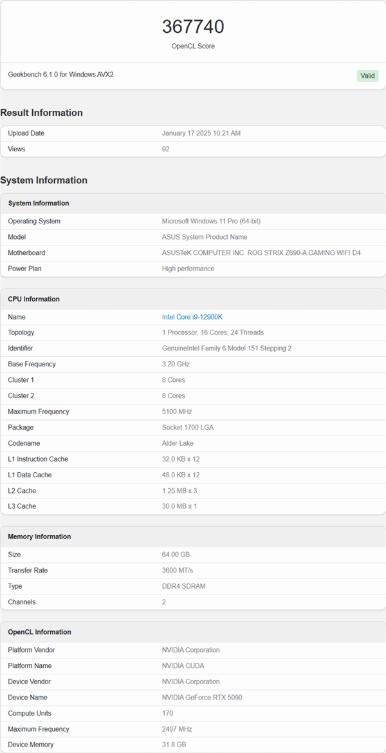 nvidia rtx 5090 vulkan/opencl性能首曝！比rtx 4090提升37%