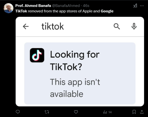 停止在美国服务！tiktok app从苹果、谷歌应用商店下架