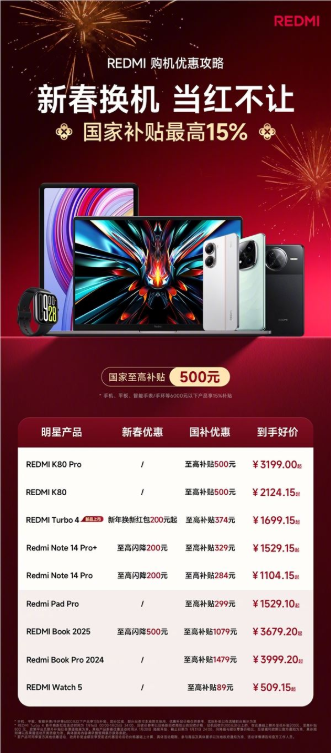 2025手机数码国补正式开启！redmi全系参与：turbo 4仅1699元起