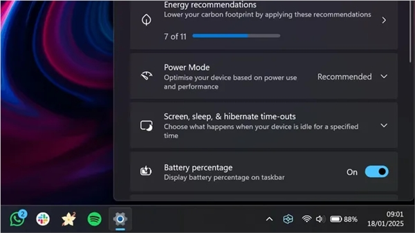 用户苦等多年终成真！微软win11迎来电量百分比显示