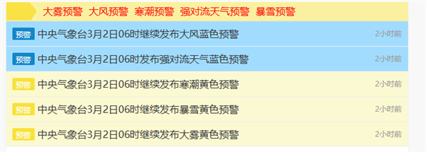 气温暴跌18℃以上！中央气象台多个黄色预警来了：寒潮、暴雪、大雾