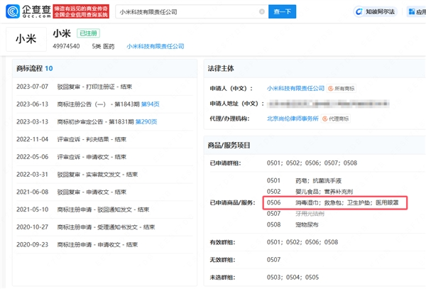 行业希望要来了！小米商标已含卫生护垫类